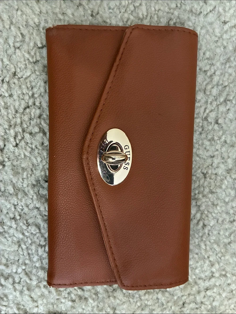 GUESS Brown Fold-Over Turn-Lock Wallet